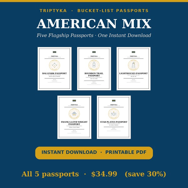 Triptyka American Mix — all 5 printable passports
